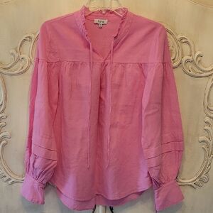 Fate Floral-Trim Pink Peasant Blouse Size S